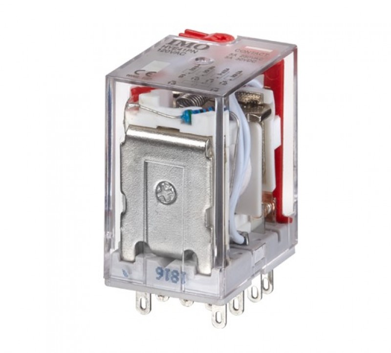 IMO HYE41PN240AC Power Relay 4PCO, 5A, 240VAC, up to 1.8VA Plug-in, LED & Manual Test/Latch