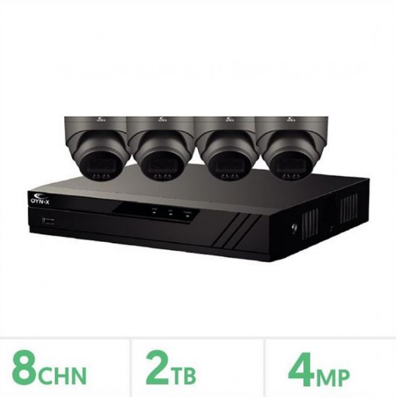 Eagle IP CCTV Kit - 8 Channel 2TB NVR with 4 x 4MP Full-Colour Turret (Grey)
