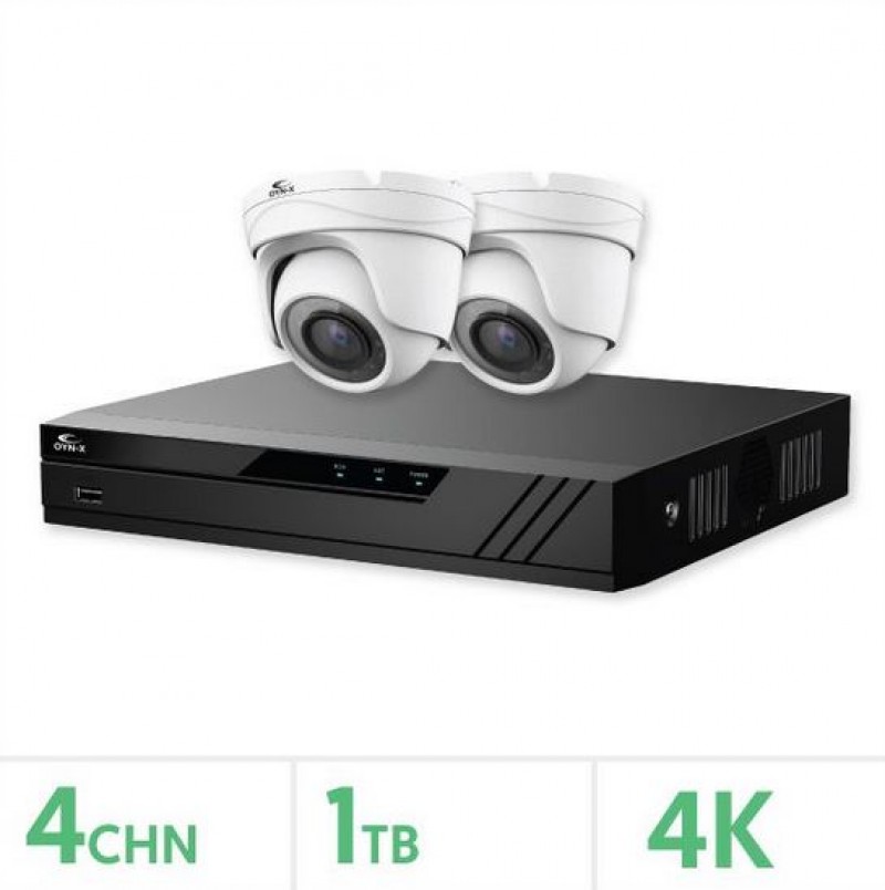 Eagle AHD CCTV Kit - 4 Channel 1TB Recorder with 2x 8MP Fixed Turret Cameras (White)