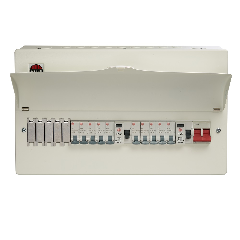 Wylex 18th Edition 15 Way Dual RCD Consumer Unit c/w 100A DP Main Switch & 2 x 80A DP 30mA RCD