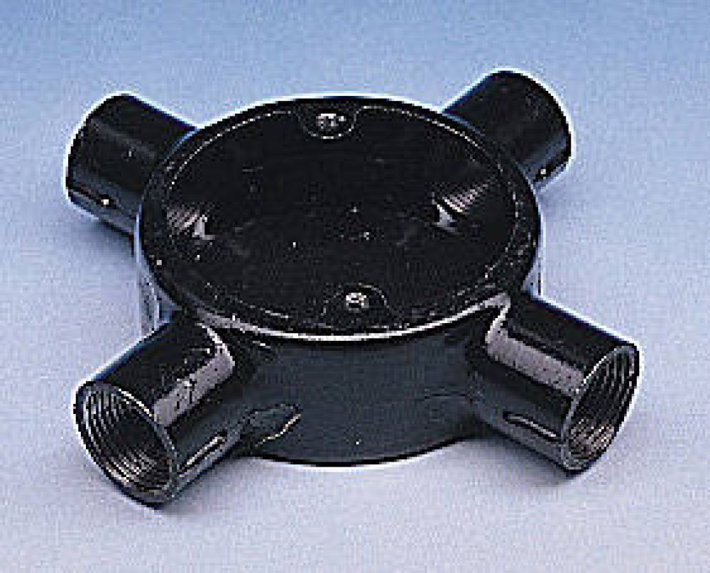 Greenbrook 20mm Black Enamel Circular Intersection Conduit Box (4 Way)
