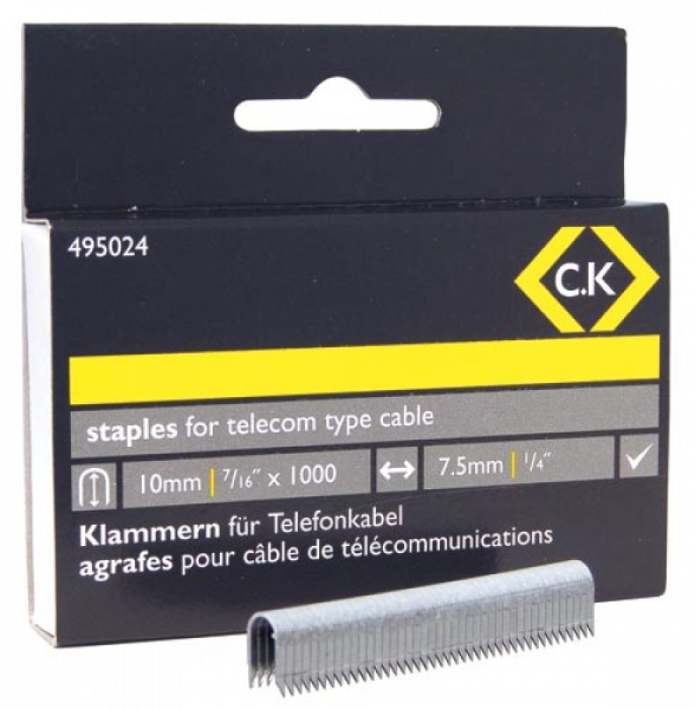 C.K Tools 495024 C.K Telecom Cable Staples 4.5mm wide x 10mm deep Box of 1000