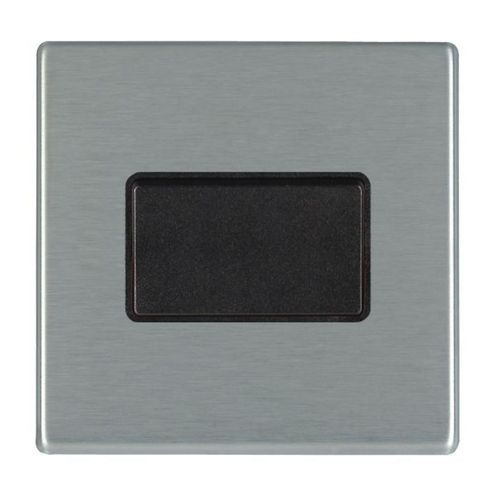 Hamilton Hartland CFX Satin Stainless 1 Gang 10A Triple Pole Rocker Switch with Black Inserts and Black Surround