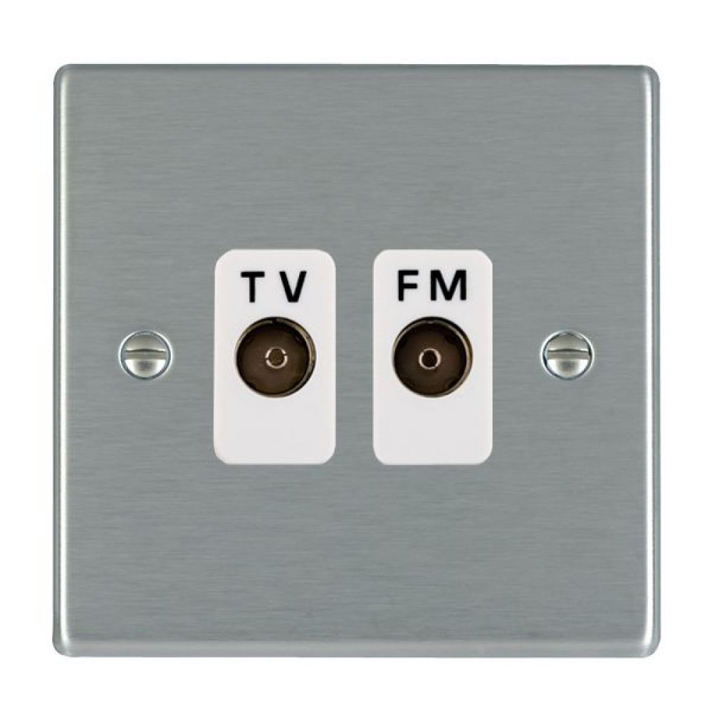 Hamilton Hartland Satin Stainless Isolated TV/FM Diplexer 1 In/2 Out with White Inserts