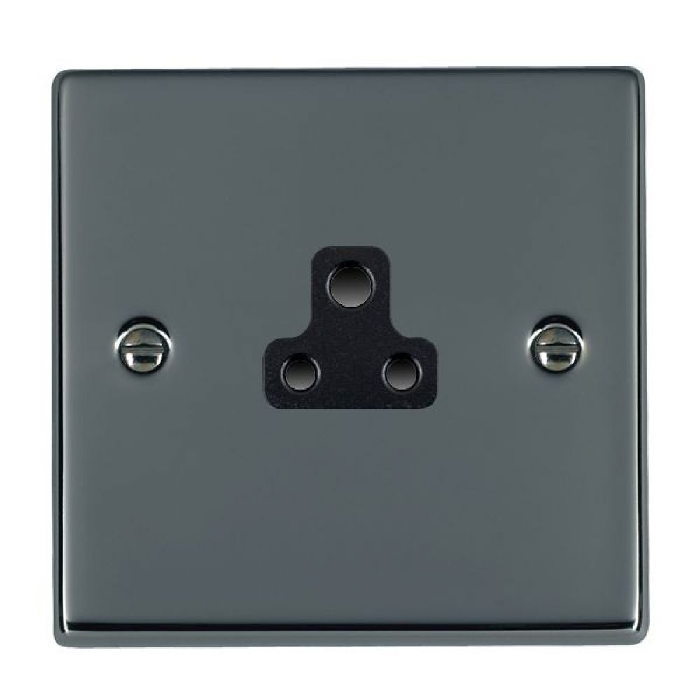 Hamilton Hartland Black Nickel 1 Gang 2A Unswitched Socket with Black Plastic Inserts and Black Surrounds
