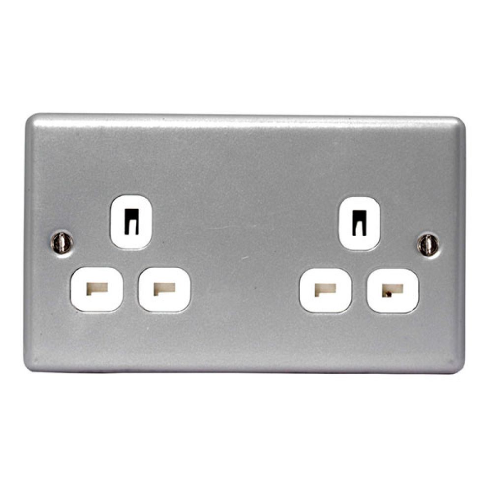 BG Metal Clad 2 Gang 13 Amp Unswitched Socket