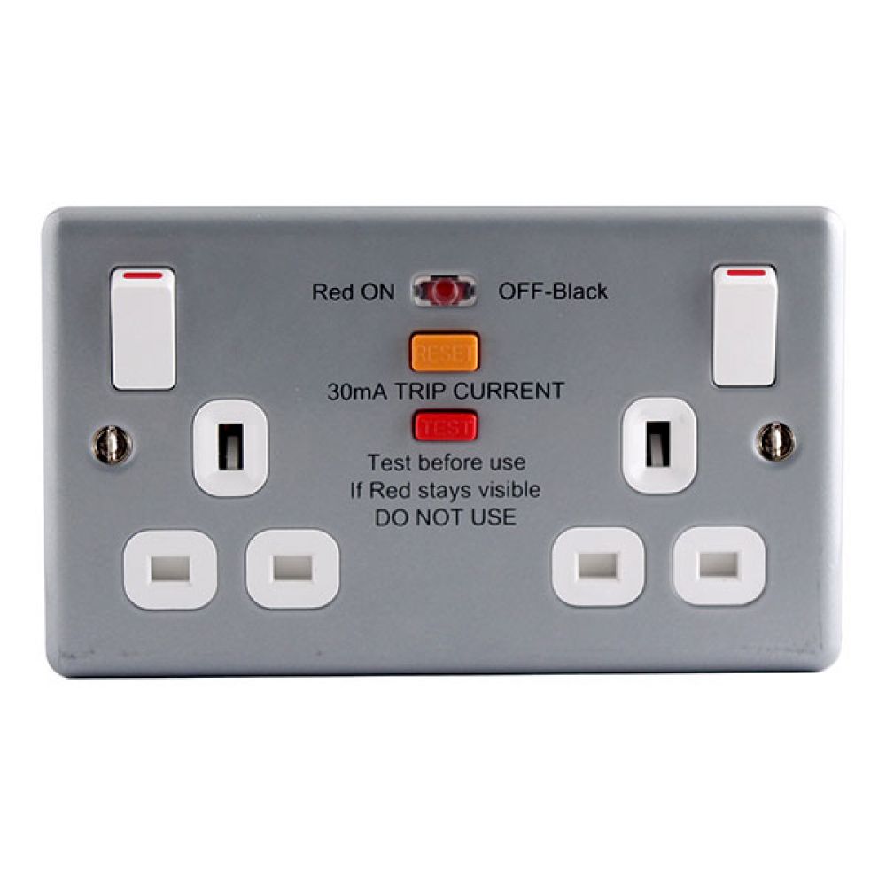 BG Metal Clad 2 Gang 13 Amp Switched Socket with RCD Protection